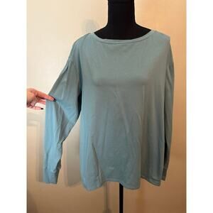 L.L. Bean Super Soft Flex Pullover Long Sleeve Top Shirt Blue Green Womens XL